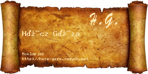 Hécz Géza névjegykártya